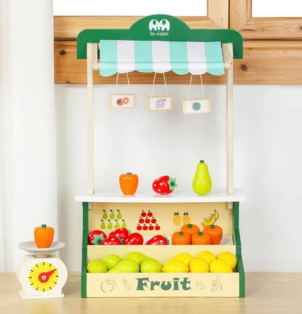 Piata de Fructe din Lemn, Stand cu Fructe si Cantar [2]