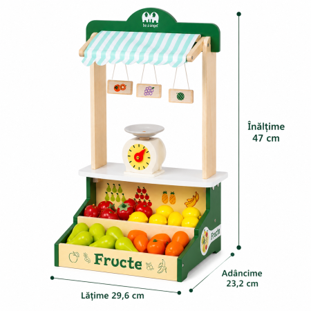 Piata de Fructe din Lemn, Stand cu Fructe si Cantar [1]