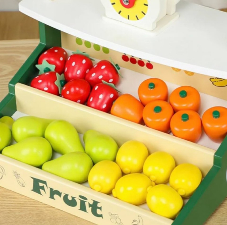 Piata de Fructe din Lemn, Stand cu Fructe si Cantar [3]