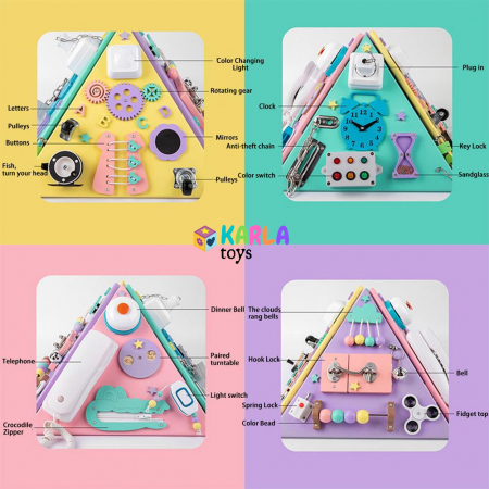 Placa din Lemn Piramida Montessori senzoriala Busy Board [2]