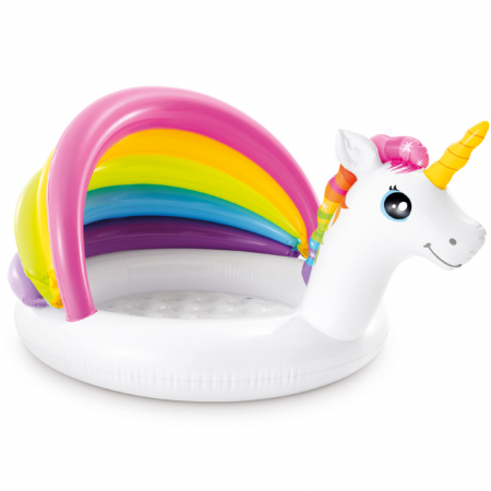 Piscine, Colace si Saltele gonflabile - Piscina Gonflabila Unicorn cu acoperis Curcubeu Intex