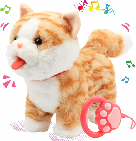 Jucarii din Plus - Mascote din Plus(3 ani +) - Pisica de Plus Interactiva cu Lesa