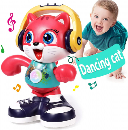 Jucarii bebe (Varsta 0 Luni - 2 ani) - Pisicuta Dansatoare cu casti Lumini si Muzica Hola Toys