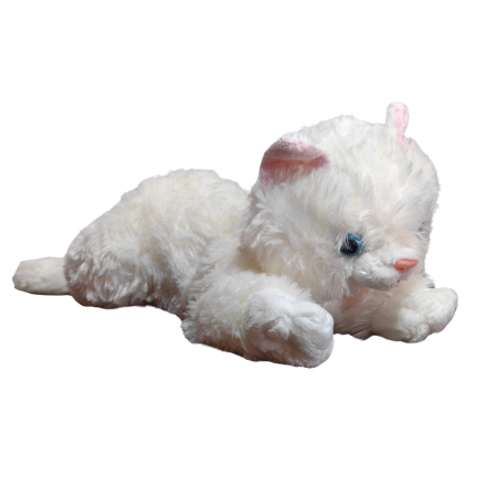 Jucarii din Plus - Mascote din Plus(3 ani +) - Pisicuta alba de plus cu ochi albastri care miauna