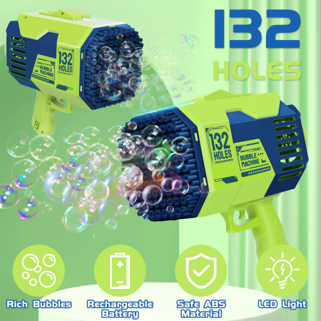 Pistol Baloane de Sapun Bubble Rocket Verde 2 Capete Lumina Acumulator [1]