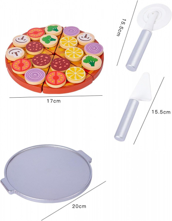 Pizza din Lemn de feliat pentru Copii - Joc de Lemn Pizza [2]