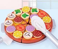 Jucarii Copii - Pizza din Lemn de feliat pentru Copii - Joc de Lemn Pizza