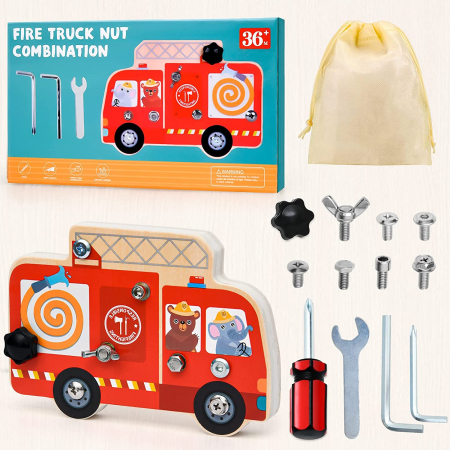 Set scule - Truse doctor copii ( 3 ani +) - Placa Busy Board cu suruburi si unelte
