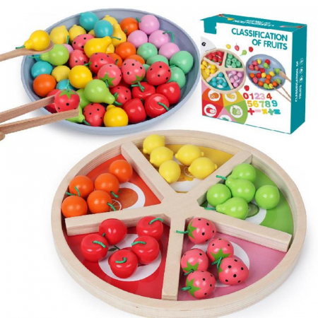 Jocuri creative (3 ani +) - Joc Montessori Sortare Culori si Fructe