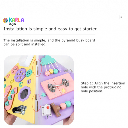 Placa din Lemn Piramida Montessori senzoriala Busy Board [7]