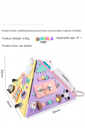 Placa din Lemn Piramida Montessori senzoriala Busy Board [9]