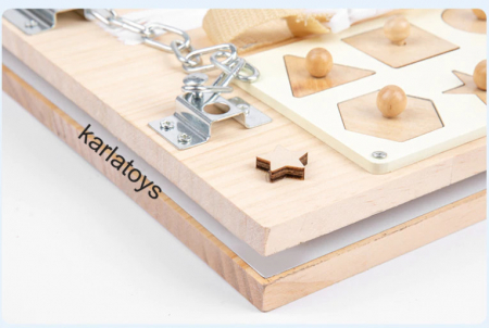 Placa Lemn Montessori Senzoriala Copii Incuietori Busy Board 2 in 1 [7]