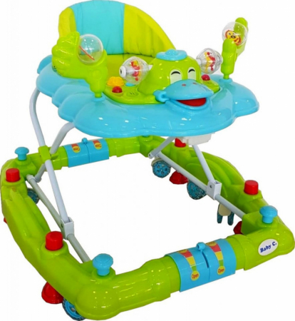 Premergator Baby Care Ratusca Verde cu Balansoar, Roti Silicon, Melodii, Reglabil 3 Trepte [1]
