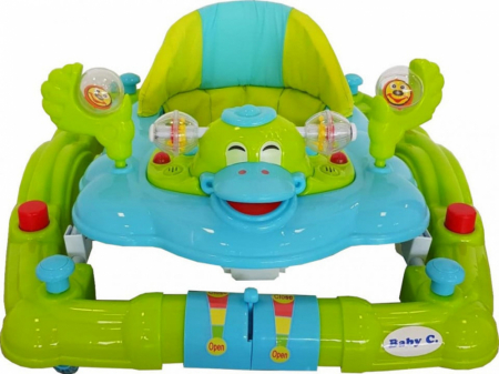 Premergator Baby Care Ratusca Verde cu Balansoar, Roti Silicon, Melodii, Reglabil 3 Trepte [2]