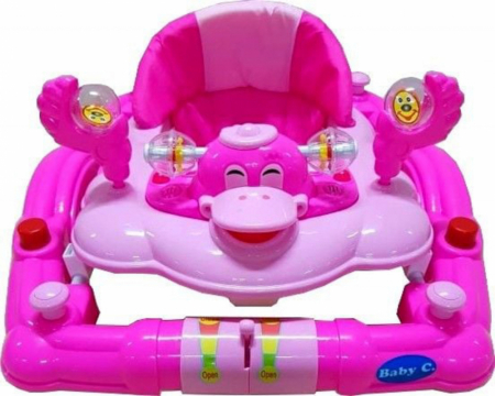 Premergator Baby Care Ratusca Roz cu Balansoar, Roti Silicon, Melodii, Reglabil 3 Trepte [1]