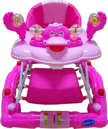 Antepremergatoare si premergatoare - Premergator Baby Care Ratusca Roz cu Balansoar, Roti Silicon, Melodii, Reglabil 3 Trepte