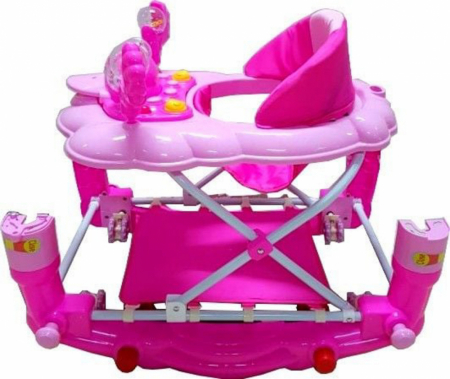 Premergator Baby Care Ratusca Roz cu Balansoar, Roti Silicon, Melodii, Reglabil 3 Trepte [2]