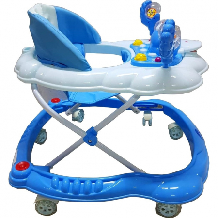 Premergator Baby Care Ratusca Albastru, Reglabil 3 Trepte, 8 Roti, Pliabil, cu Melodii [1]