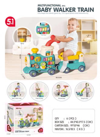 Premergator Bebe Stars Train 5 in 1 Albastru – mers, joc si activitati educative [1]