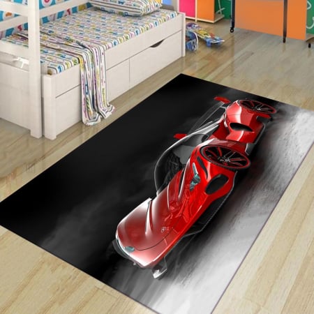 Covorase  copii ( 3 luni +) - Covor Camera Copilului 3D Masinuta sport Rosie