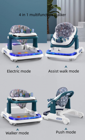 Premergator electric multifunctional bebelusi cu telecomanda muzica, lumini 3 in 1 Reglabil Albastru [2]
