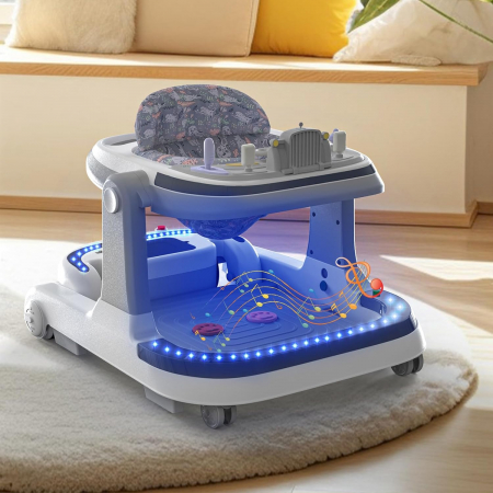 Premergator electric multifunctional pentru bebelusi cu telecomanda muzica, lumini 3 in 1 Reglabil Roz [8]