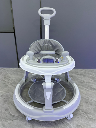 Camera copilului - Premergator Reglabil Gri cu Maner Parental Panou Interactiv Muzica, Lumini si Accesorii