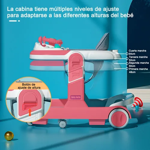 Premergator Transformabil Roz 3 in 1 Muzica Maner Impingere Reglabil pe Inaltime [6]
