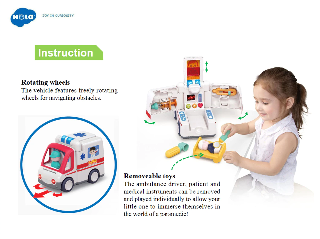 Jucarie interactiva Masinuta de Salvare Lumini si Sunete Ambulanta Hola Toys [7]