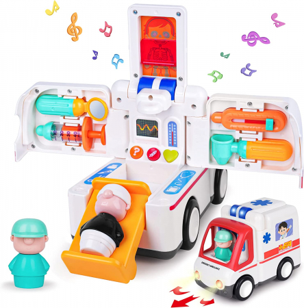 Jucarie interactiva Masinuta de Salvare Lumini si Sunete Ambulanta Hola Toys [4]