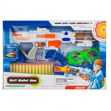 Pusti, Pistoale, Arcuri de jucarie - Pusca Soft Bullet Gun cu Munitie din Spuma și Accesorii de Siguranță