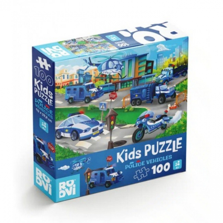 Jucarii - Puzzle 100 piese vehicule de Politie