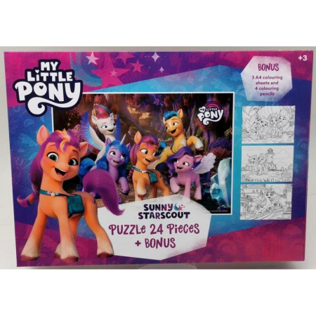 Jucarii - Puzzle 24 piese My Little Pony + Cadou 4 creioane colorate si 3 foi A4 de colorat