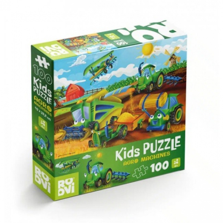 Jucarii - Puzzle 100 piese Masini agricole
