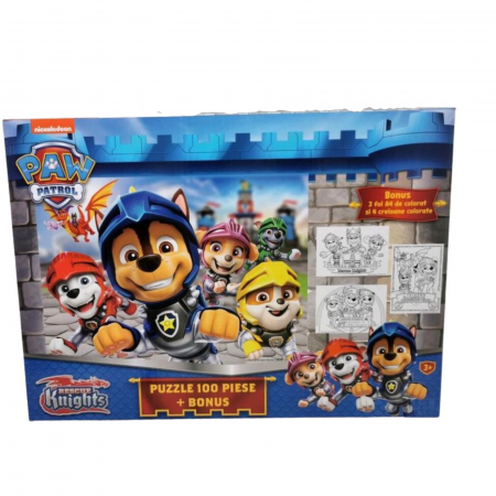 Jucarii - Puzzle 100 piese Paw Patrol + Cadou 4 creioane colorate si 3 foi A4 de colorat - Copie