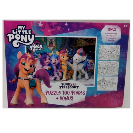 Jucarii - Puzzle 100 piese My Little Pony + Cadou 4 creioane colorate si 3 foi A4 de colorat