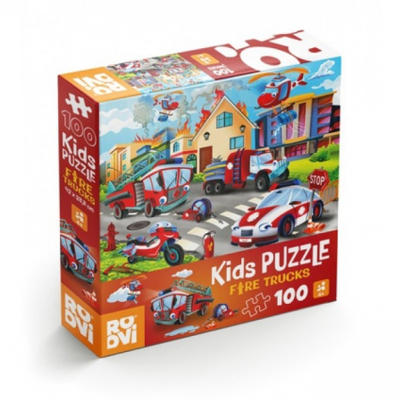 Jucarii - Puzzle 100 piese vehicule de Pompieri