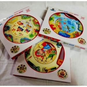 Jucarii din lemn si Montessori - Puzzle din Lemn 2 in 1 3D Forme si Mini Puzzle