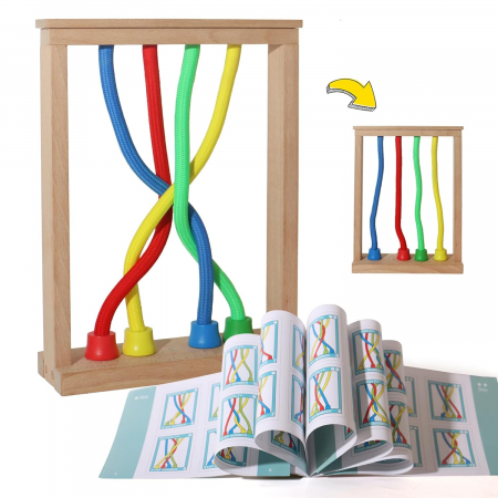 Jocuri - Puzzle 3D din Lemn cu Franghie - Joc de Dezvoltare a Inteligentei si Relaxare