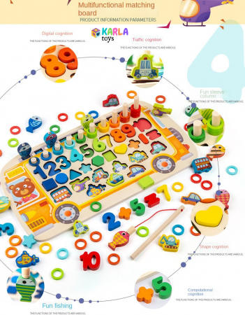 Puzzle incastru Lemn Autobuzul Logaritmic 5 in 1 [2]