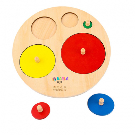 Jucarii Copii - Puzzle cu Maner din Lemn Montessorii Culori
