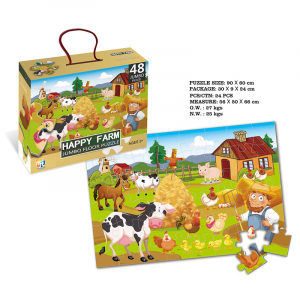 Jucarii din lemn si Montessori - Puzzle de podea Jumbo  48 piese - Puzzle mare Ferma