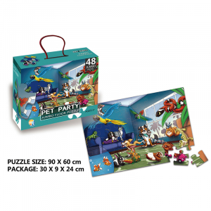 Jucarii din lemn si Montessori - Puzzle de podea Jumbo  48 piese - Puzzle mare Ferma