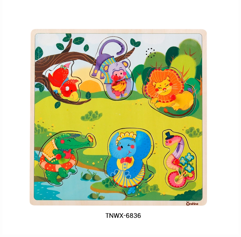 Puzzle din lemn cu sunete Animale - Vehicole - Animale jungla [2]