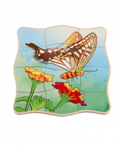 Puzzle din lemn in straturi Ciclul vietii Onshine Broascuta - Fluturas [6]