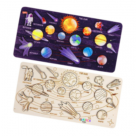 Table educative (3 ani +) - Puzzle din Lemn Incastru Sistemul Solar