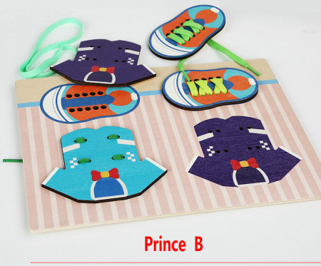 Jucarii din lemn si Montessori - Puzzle din lemn invata sa legi sireturile