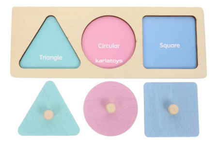 Puzzle din Lemn Magnetic Incastru cu Maner Forme Geometrice [1]
