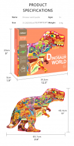 Jucarii din lemn si Montessori - Puzzle educational Mare Elefant mozaic 280 piese Mideer