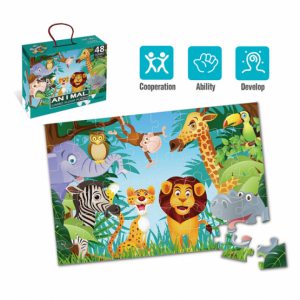 Jucarii din lemn si Montessori - Puzzle de podea Jumbo  48 piese - Puzzle mare Ferma